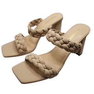Leevar Braided Cream‎ Heeled Sandal New Size 7.5